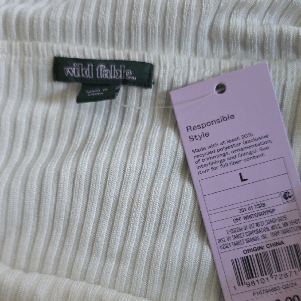 Off-Shoulder Ribbed Long Sleeve Top - Picture 2 of 3
